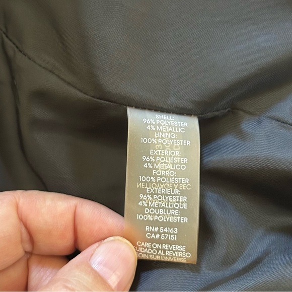 Calvin Klein Metallic Silver Sequins Women's Open Front Tweed Textured Jacket 16 - Picture 7 of 12